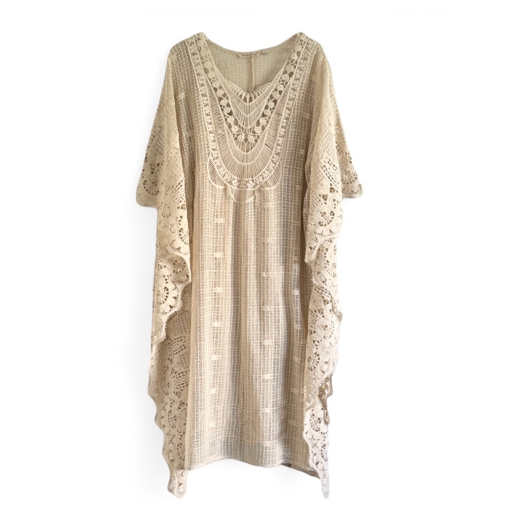 Soft Surroundings Martinique Breeze crochet maxi-dress Caftan SZ PS / PM petite - Picture 8 of 9